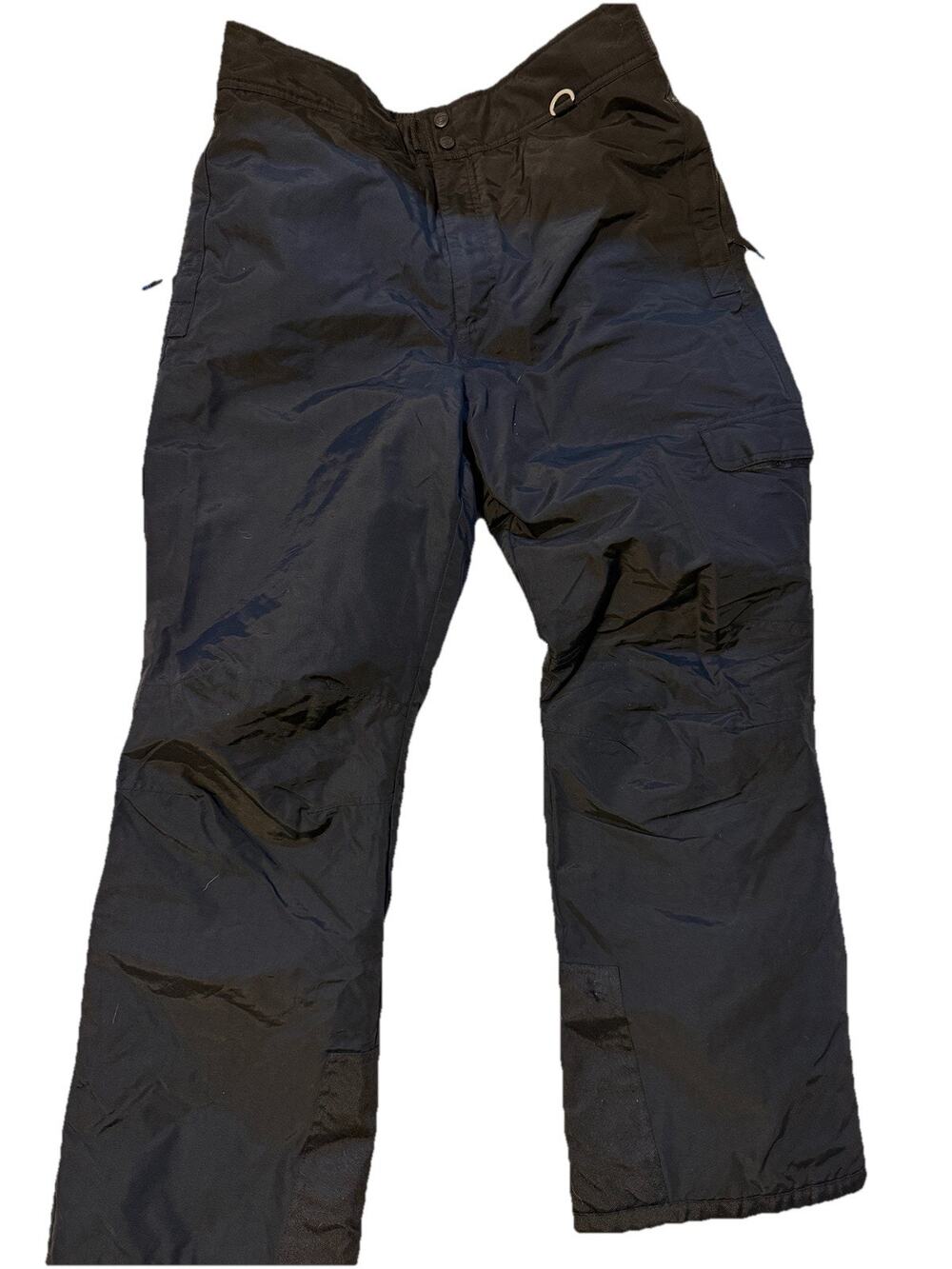 Slalom Men's Large Black Snow Pants 30" Inseam Nylon Zip Adjustable Double Lined